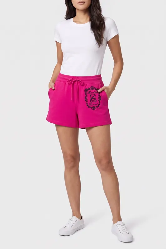 Moschino Teddy Embroidery Fleece Shorts Purple Maat: 40 | Korte Broeken Outlet | Dames | Roze