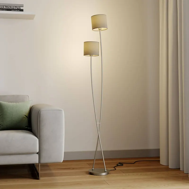 Lucande Juljana lampa podłogowa, 2-pkt., tkanina