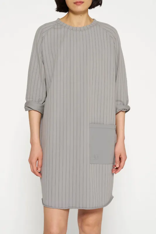 10DAYS Sweat Dress Pinstripe Graphite Maat: M | Mini Jurken Outlet | Dames | Grijs