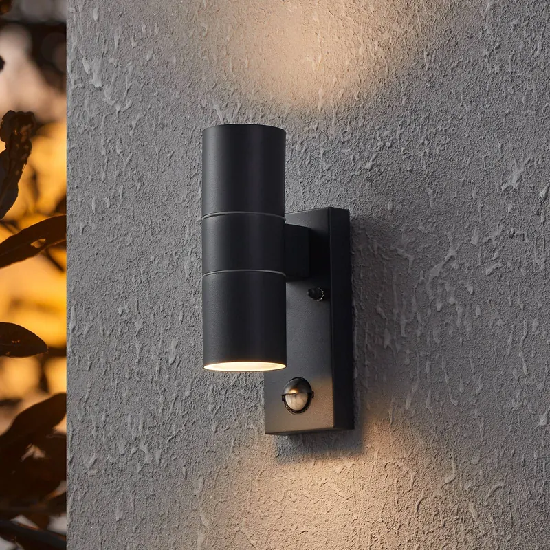 Lampa ścienna Riga 5, kolor antracytowy, 21 cm, metalowy czujnik, 2-punktowa
