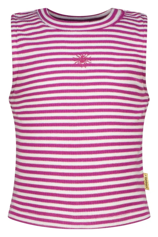 Vingino Girls Basic-crop Rib Top Stripe Top Aster Pink Maat: 14 | Outlet | Unisex | Roze
