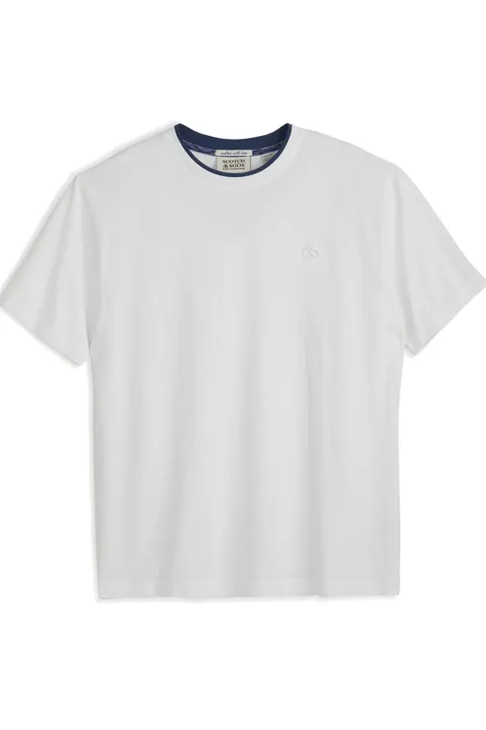 Scotch & Soda Graphic Tee Bright White Maat: XL | Basic T-Shirts Outlet | Heren | Wit