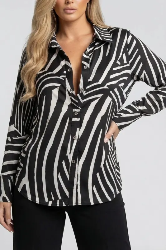 GUESS Marciano By Molly Shirt Zebro Print Maat: 48 | Overhemden Outlet | Dames | Zwart