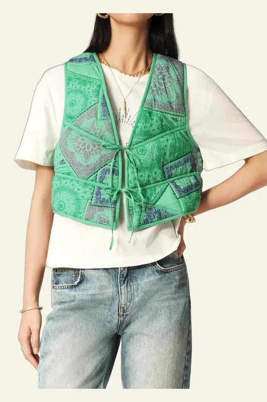 BA&SH Gilet May Vert Maat: XS | Gilets Outlet | Dames | Groen