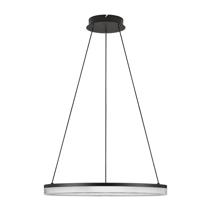 Aluminiowa lampa wisząca LED ze ściemniaczem w kolorze matowej czerni z kloszem ze szkła akrylowego ø 60 cm Lonela – Nova Luce