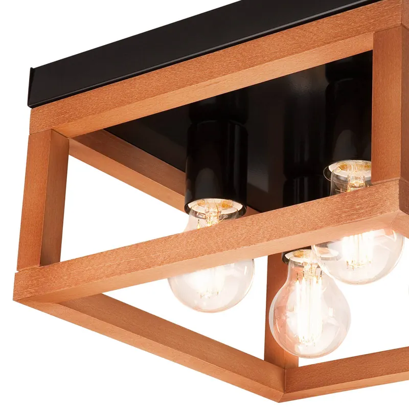 Lampa sufitowa Envostar Phelan 4-punktowa drewno/czarny