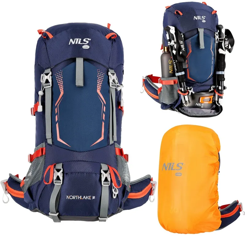Plecak turystyczny w góry 30+10L  NILS CAMP NORTHLAKE  NC1993 granatowy (one size)