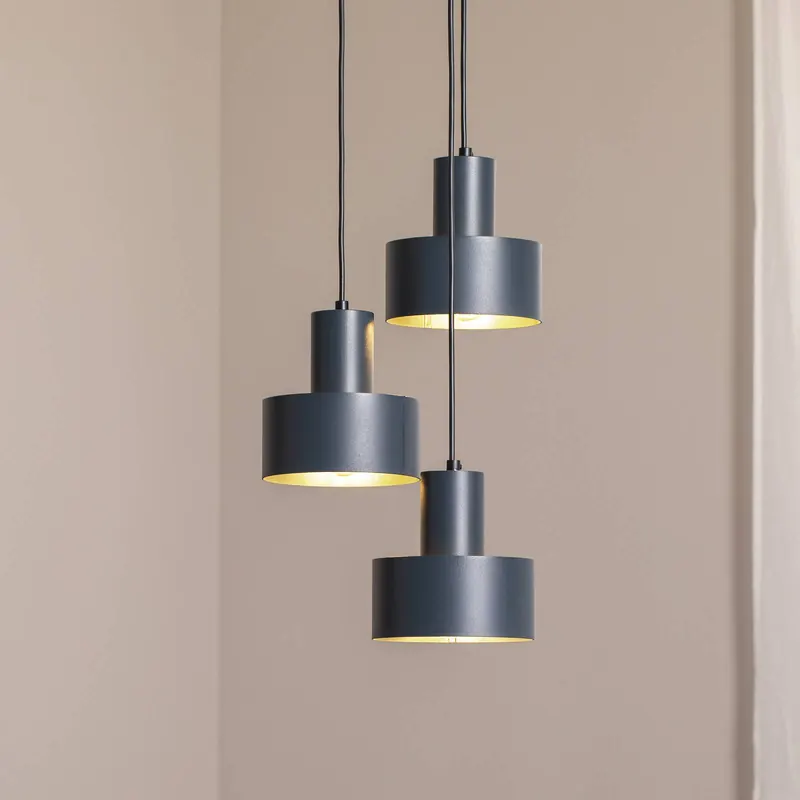 Żyrandol Rif 3, antracytowy, okrągły, 3-punktowy, Ø 33 cm