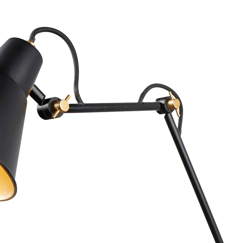 Lampa ścienna 7403 z 3 przegubami, czarno-złota