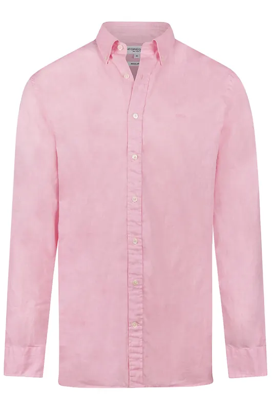 McGregor Cotton/linnen Shirt Pink Maat: L | Casual Overhemden Outlet | Heren | Roze