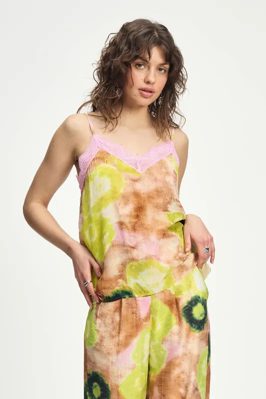 POM Amsterdam Top - Cami Summer Bliss Lime Maat: 42 | Mouwloze Tops Outlet | Dames | Roze