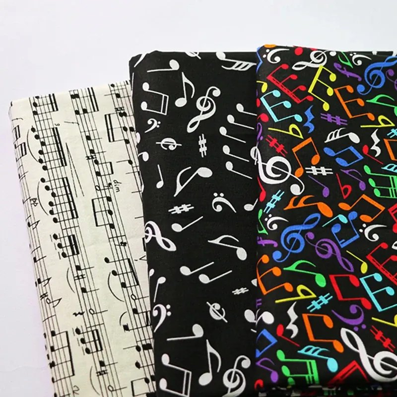 100cm * 110cm Nuta muzyczna Drukuj Tkanina bawełniana Craft Diy Zakka Materiał bawełniany Tkanina Poplin