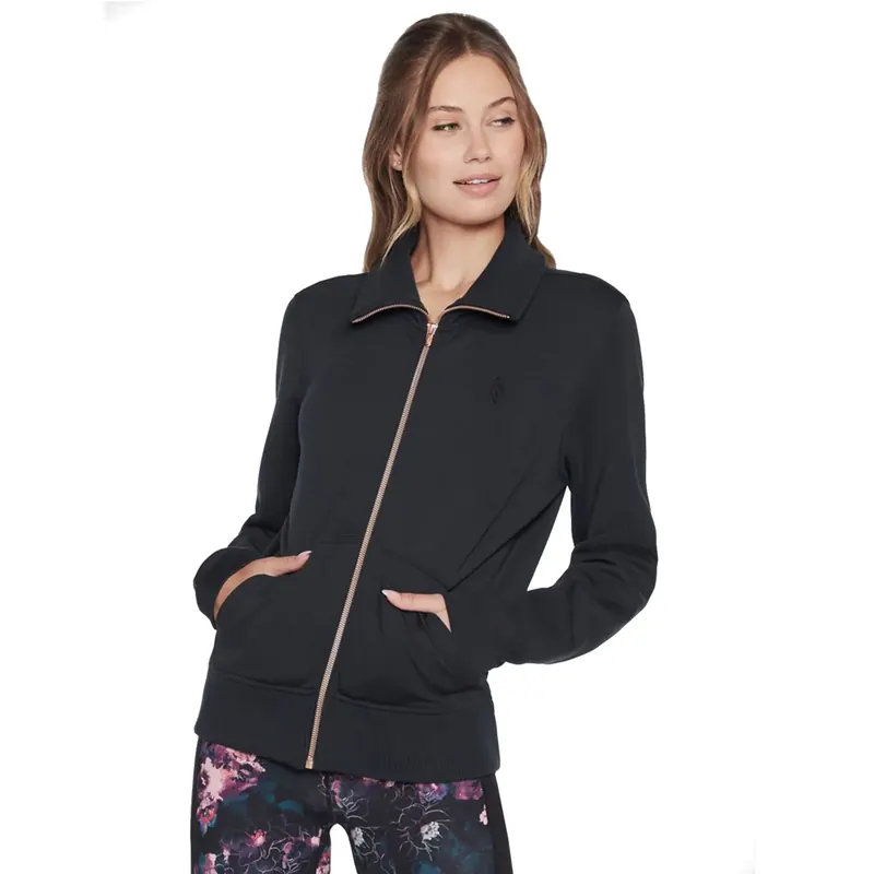Skechers Hoodless Hoodie Skechcloud Jacket WJA288-BLK, Damskie, Czarne, bluzy, poliester, rozmiar: L