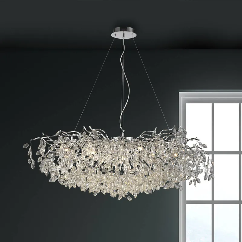Żyrandol Paul Neuhaus Ricicle, chrom, długość 120 cm