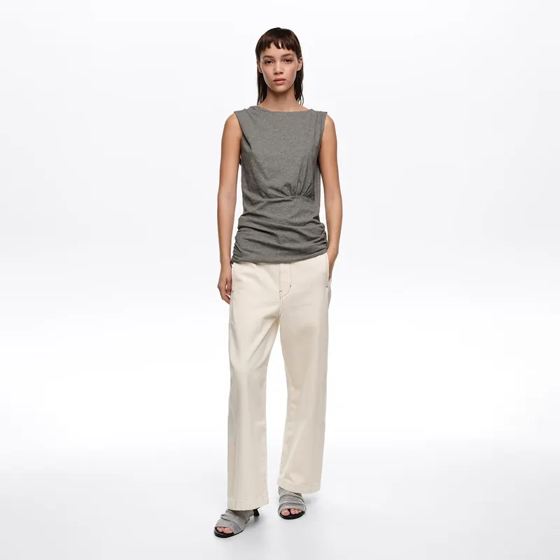 BARREL - Spodnie denim ecru