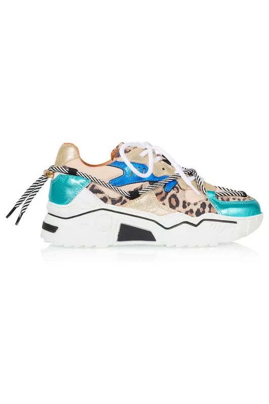 DWRS label Jupiter Leopard Sand / Aqua Maat: 37 | Sneakers Outlet | Dames | Blauw