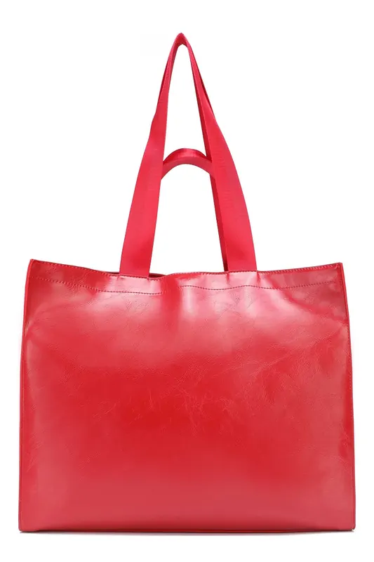 Núnoo Shopper Wrinkle Bright Red Maat: OS | Shoppers Outlet | Dames | Rood