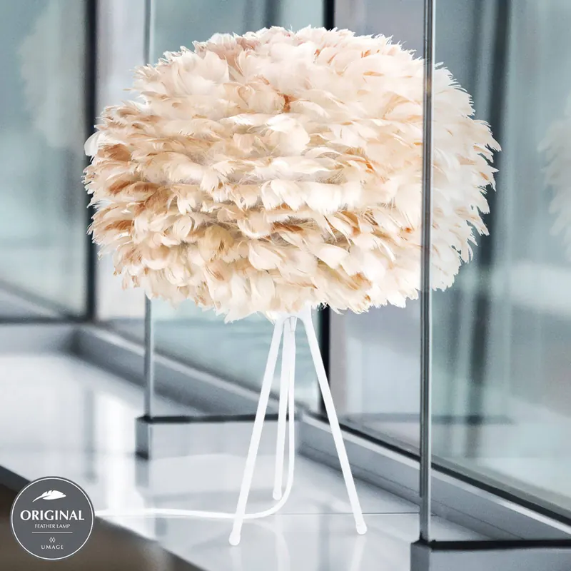 Eos - lampa stołowa medium o jasnobrązowym kloszu