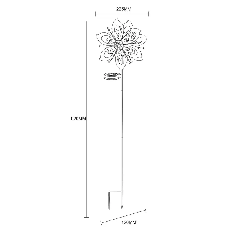 Lampa z grotem ziemnym LED 36571, kwiat, dzwonek wietrzny, metalowa