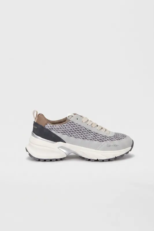 Calvin Klein Hike Runner Lace-up Sneaker Desert Taupe/silver/coal Maat: 40 | Sneakers Outlet | Dames | Grijs