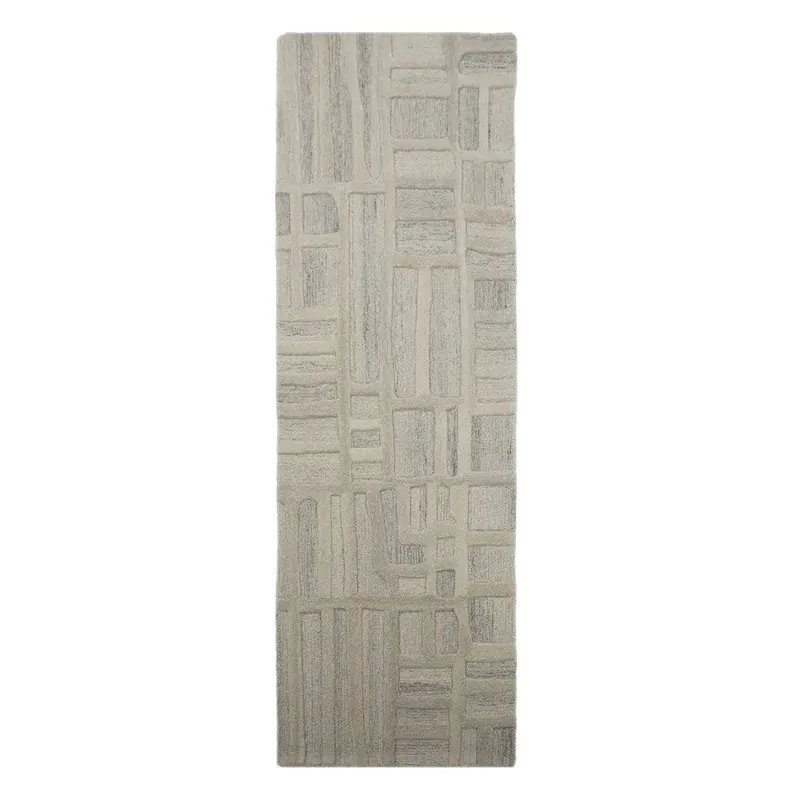 Szarobeżowy wełniany chodnik tkany ręcznie 80x300 cm Elva  – Flair Rugs