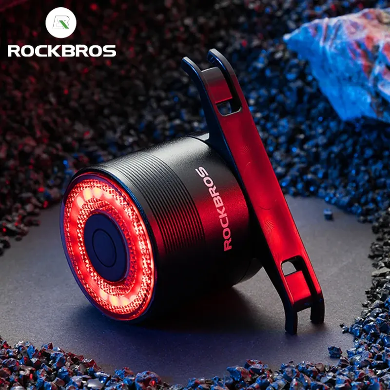 ROCKBROS inteligentny hamulec światło tylne roweru MTB Road sztyca siodełko roweru tylne światło wodoodporne USB ładowanie tylne światło rowerowe
