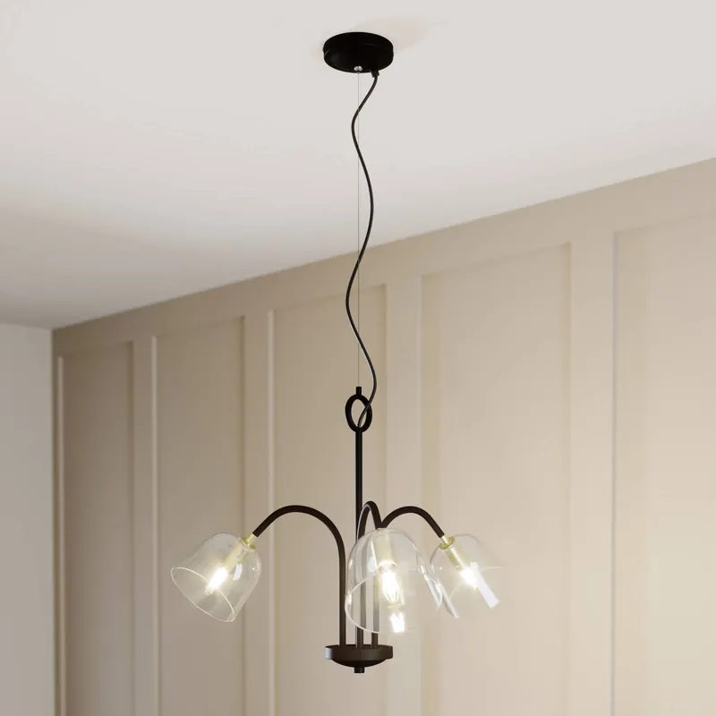 Lucande Anjita lampa wisząca szklane klosze 3-pkt.