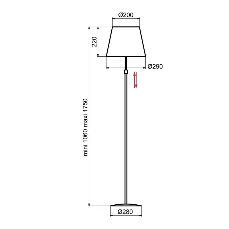 Aluminor Store lampa stojąca, biała/czerwona