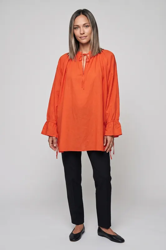 ARKET Santa Fe Light Tencel Tunic Orange Maat: S | Longsleeves Outlet | Dames | Oranje