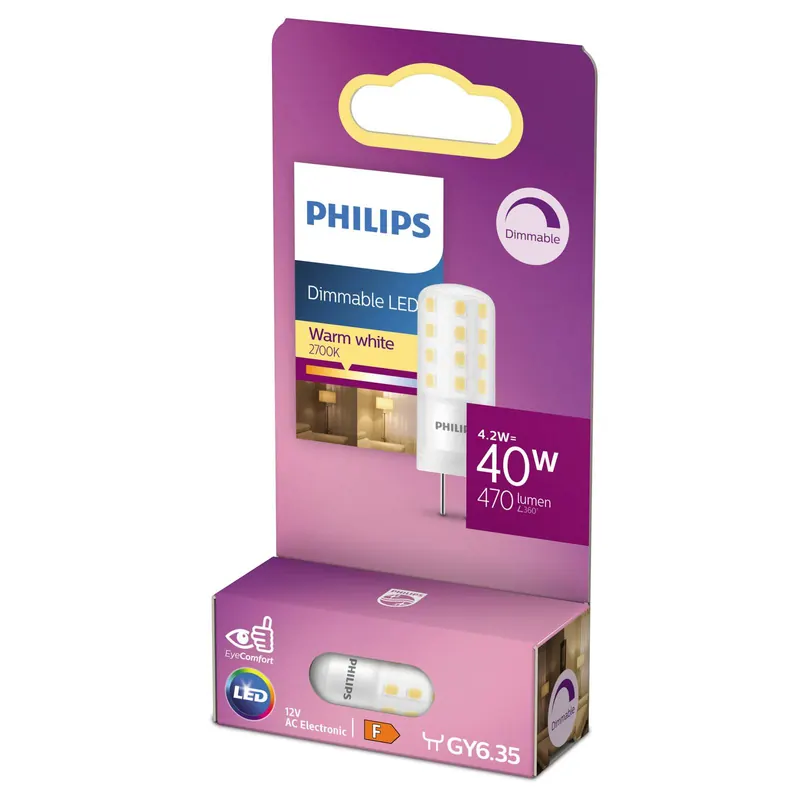 Philips GY6.35 żarówka sztyft LED 4,2W 827 dim