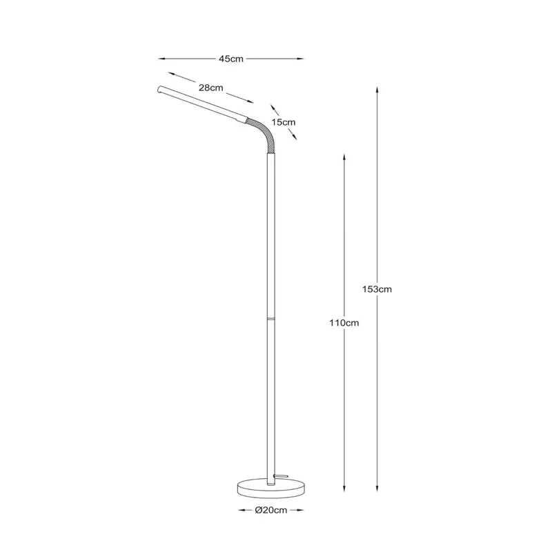 Lampa stojąca LED Gilly, biały, elastyczny, metal, wysokość 153 cm