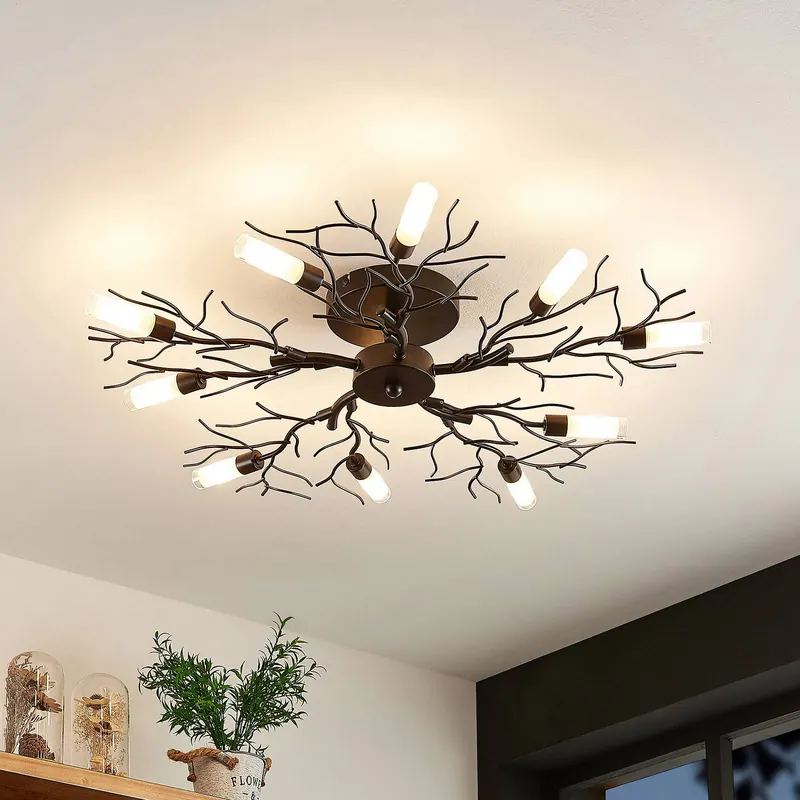 Lampa sufitowa Lindby Bigna, Ø 68 cm, 10-punktowa, szkło, metal