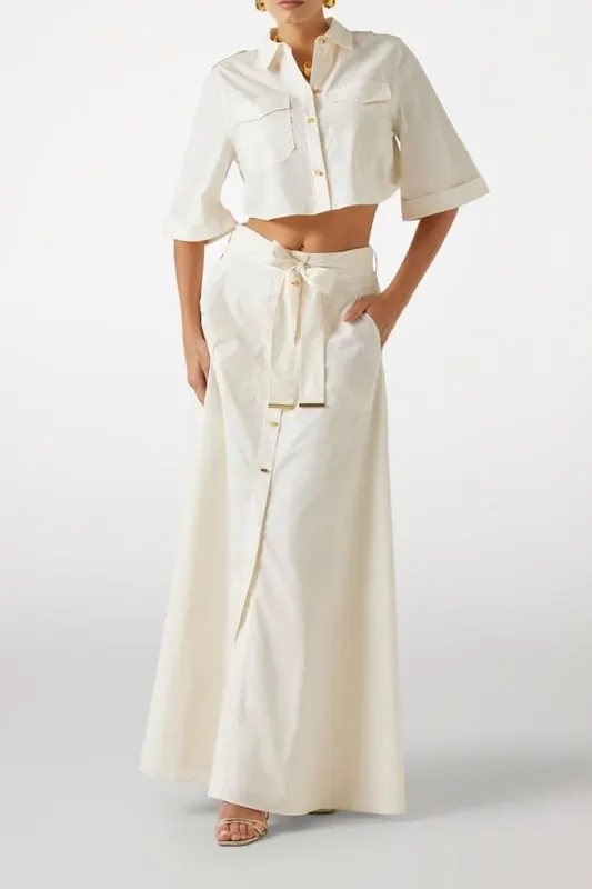 GUESS Marciano By  Pat Cropped Shirt Sandy Shore Maat: 40 | Overhemden Outlet | Dames | Wit