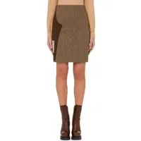 Moschino Patchwork Wool Blend Skirt Brown Maat: 38 | Mini Rokken Outlet | Dames | Bruin