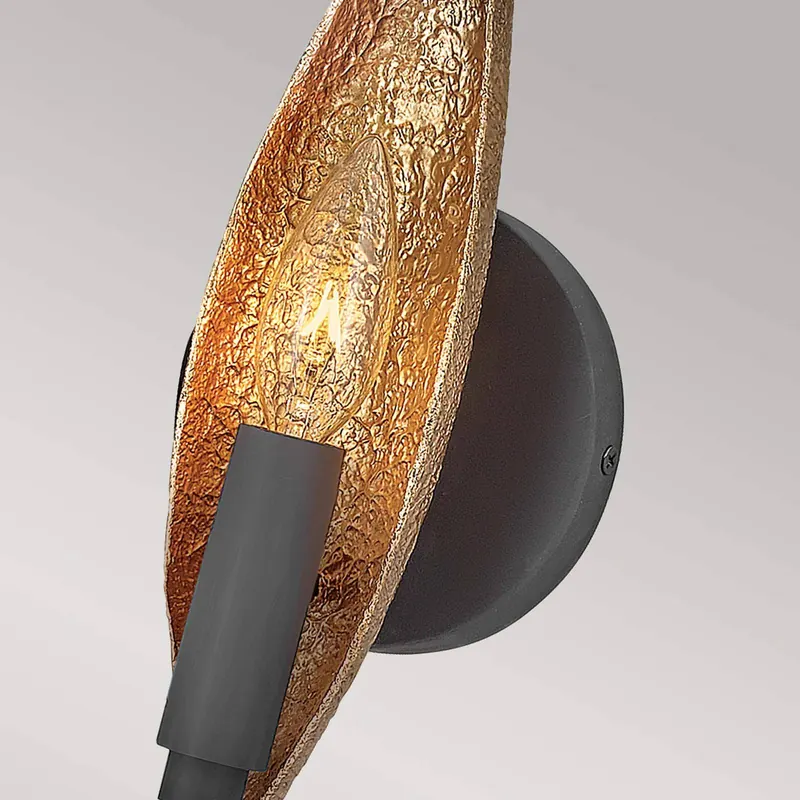 Kinkiet Willow, czarno-złoty, 1-punktowy