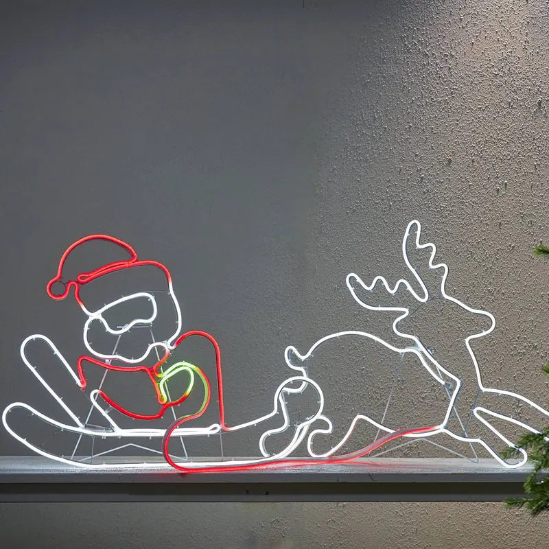 Dekoracja zewnętrzna LED Neoled sanie z reniferami