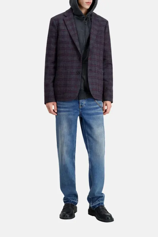 The Kooples Plaid Jacket With Leather Elbow Pads Carreaux Maat: 46 | Single-Breasted Mantels Outlet | Heren | Grijs