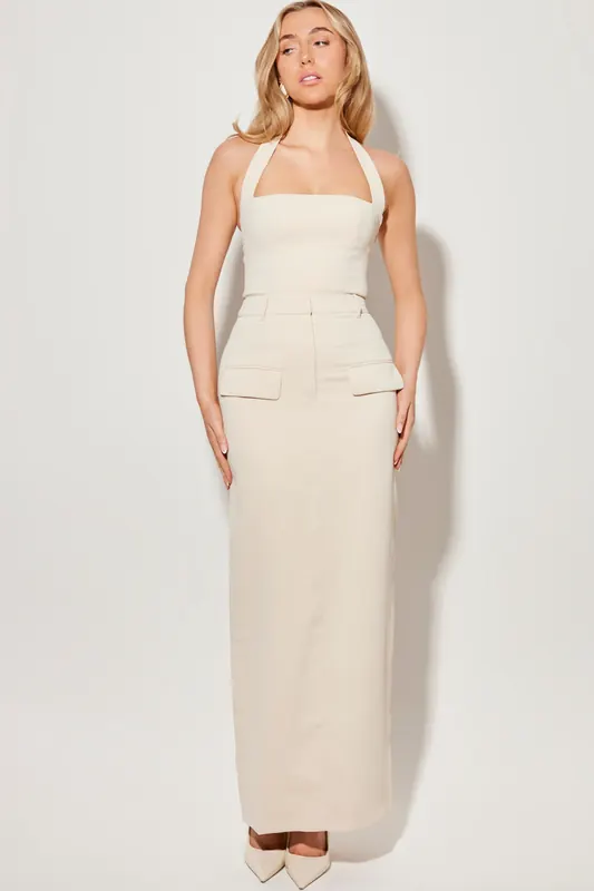 Odd Muse Maxi Skirt Oat Maat: XL | Maxi Rokken Outlet | Dames | Beige