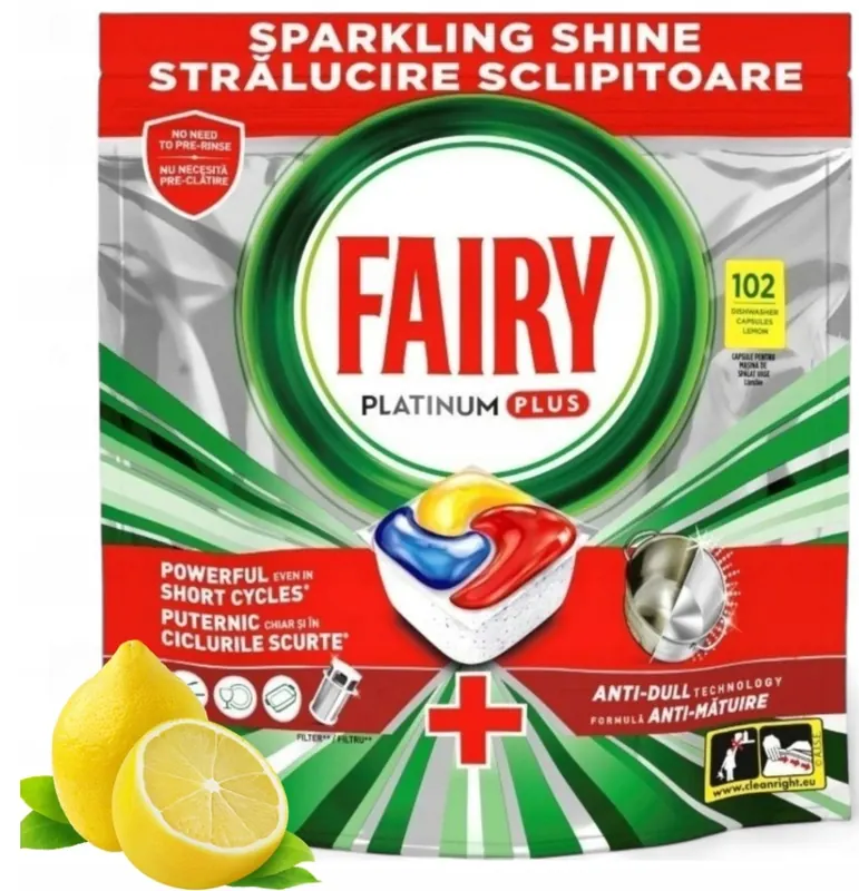 Fairy Platinum Kapsułki Do Zmywarki 102 szt. Plus All In One Lemon 102 pcs