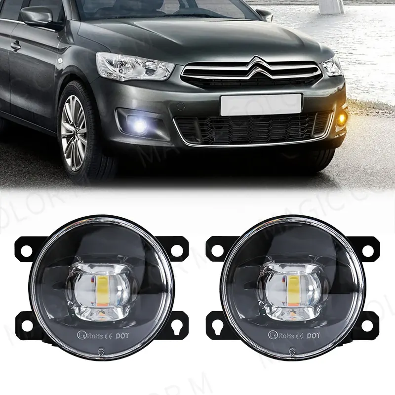 Światło przeciwmgielne LED dla Citroen Ford Honda Suzuki Isuzu Mitsubishi Renault Auto lampa przeciwmgielna 8000lm 30W biały żółty 12V wodoodporny