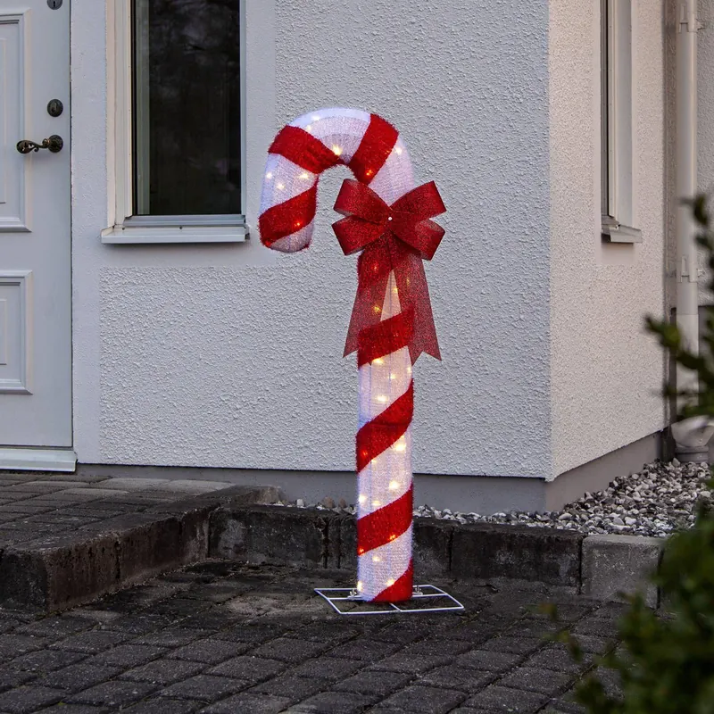 Figurka LED Candycane, czerwono-biała, wysokość 120 cm, tworzywo sztuczne, IP44