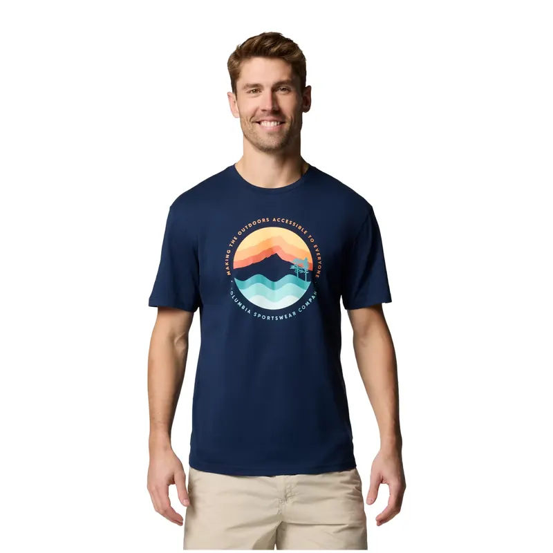 Columbia Path Lake II Graphic Tee 1934814468, Męskie, Granatowe, t-shirty, bawełna, rozmiar: M