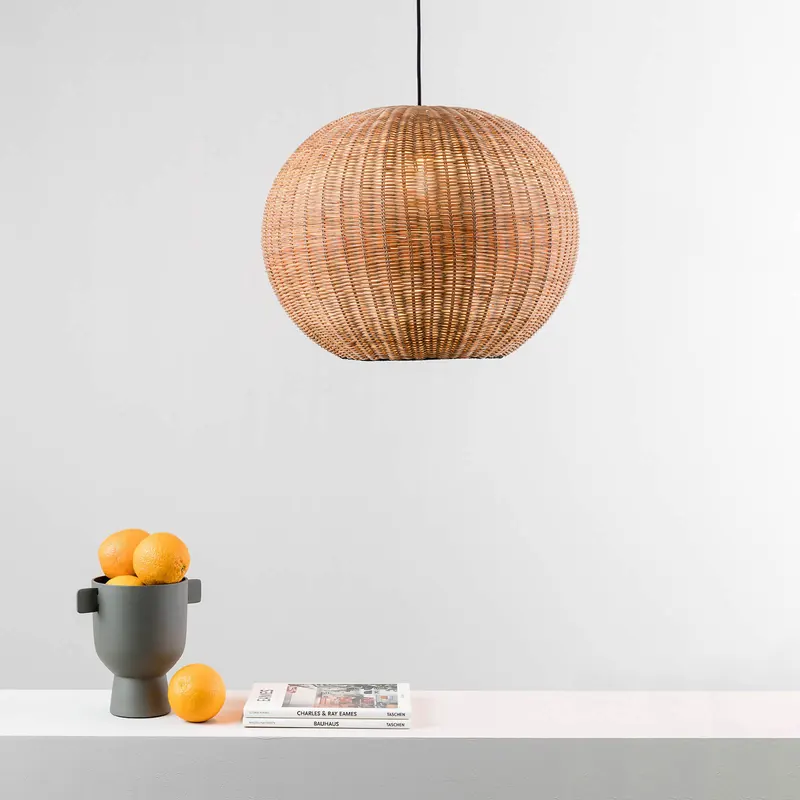 Lampa wisząca Haka z rattanowym kloszem, Ø 53 cm