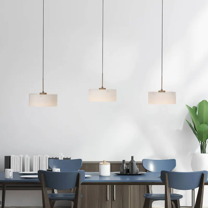 Żyrandol LED MARIKA, beżowo-biały, 105 cm, 3-punktowy, szkło, ściemniany