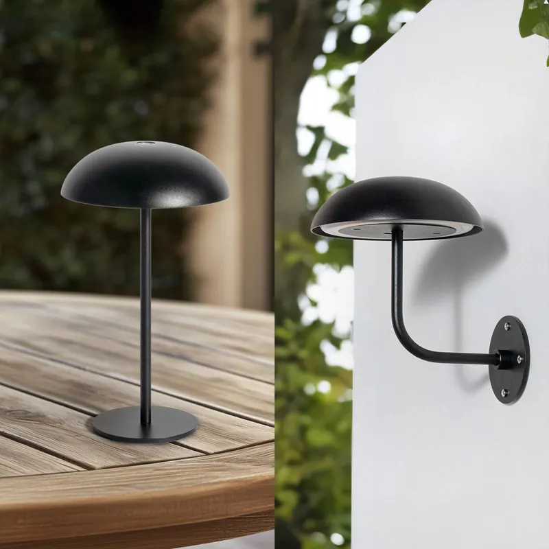 Arcchio LED ładowalna lampa stołowa Thenra, czarna, uchwyt ścienny