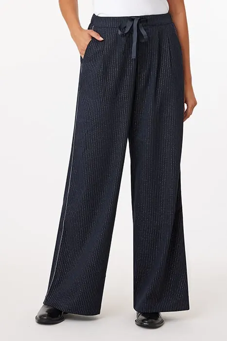Scotch & Soda Lurex Stripe Pant Peacoat Maat: W29 | Wijde Broeken Outlet | Dames | Blauw