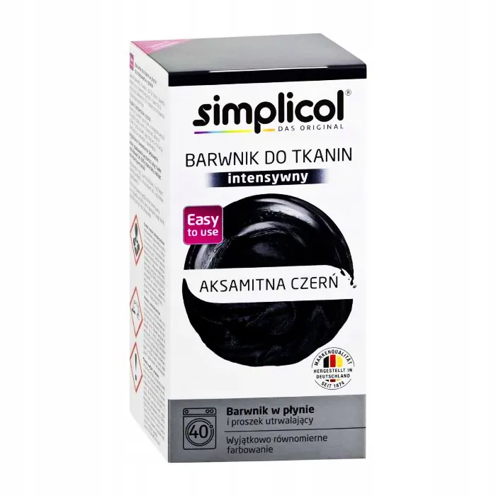Simplicol farba do ubrań tkanin barwnik czarny De