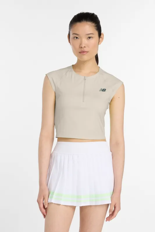 New Balance Tournament Cap Top Linen Maat: XS | Sport Shirts Outlet | Dames | Beige