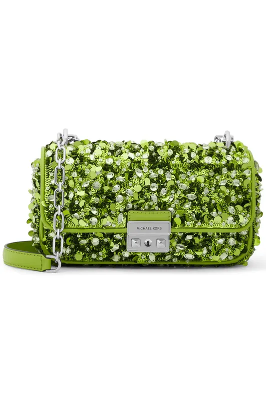 Michael Kors Chain Shoulder Bag In Green Sequins Maat: OS | Schoudertassen Outlet | Dames | Groen