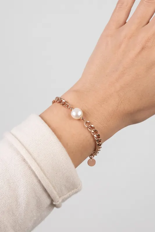 PURELEI Structure Armband Rosegold Maat: OS | Armbanden Outlet | Dames | Wit